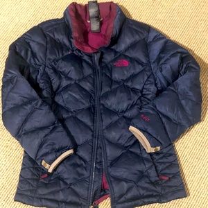North Face Down Jacket Puffer Girls Large Blue Purple